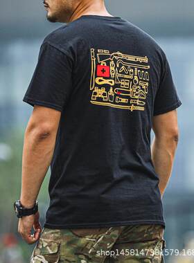 新款直销户外快干战术T恤印花棉透气短袖恤男士运动休闲透气宽松