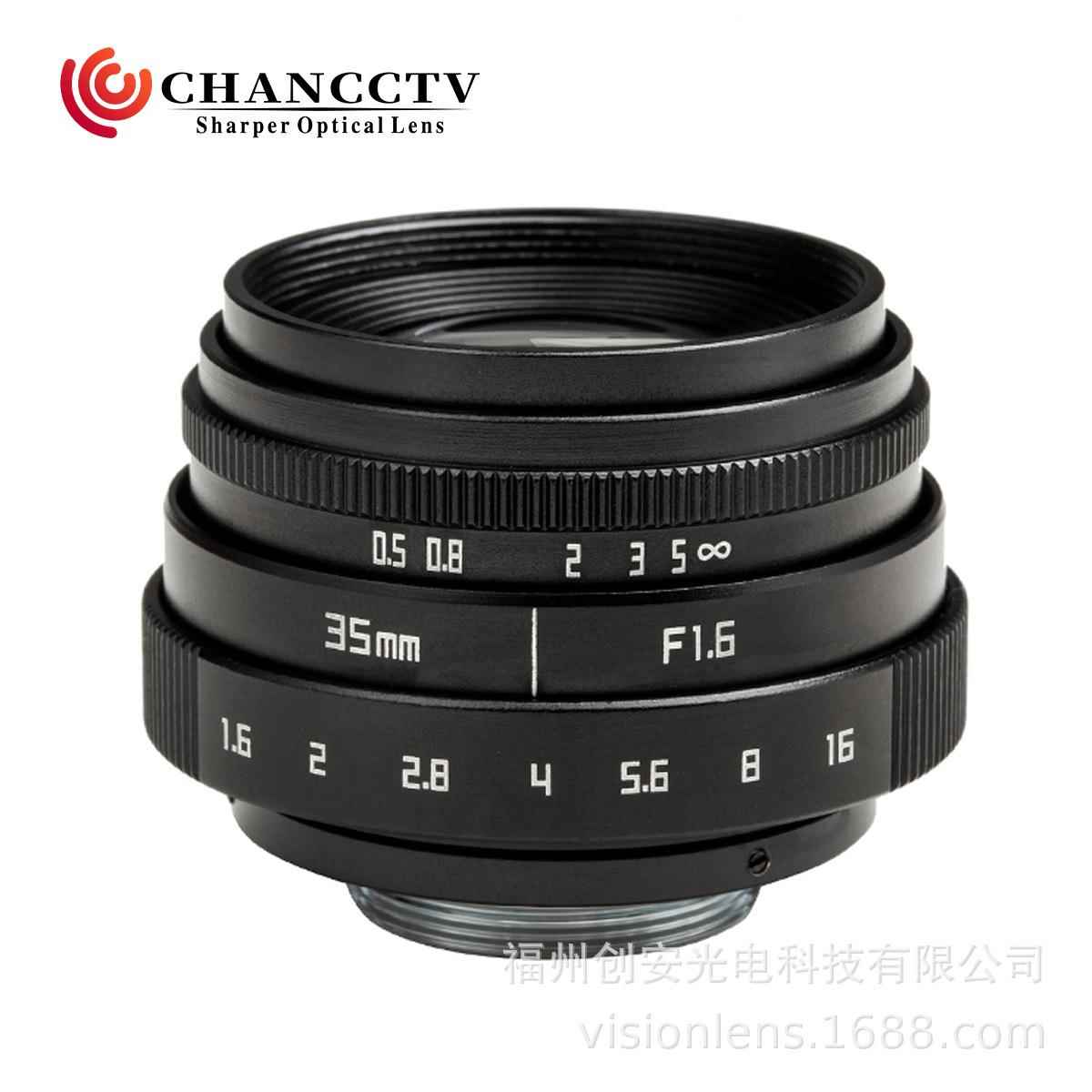 微单镜头35mm F1.6定焦单反广角相机镜头简易版C口黑色第Ⅵ代3516