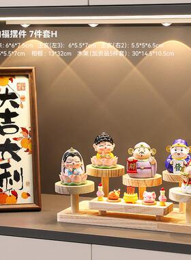 五路财神财神爷家居书柜玄关装饰摆件家用全套展示架办公礼品摆设