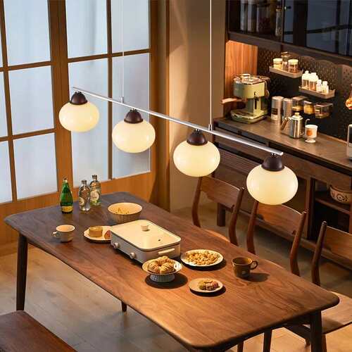 中古风柿子吊灯餐厅吧台灯法式复古饭厅餐桌灯感一字长条灯具
