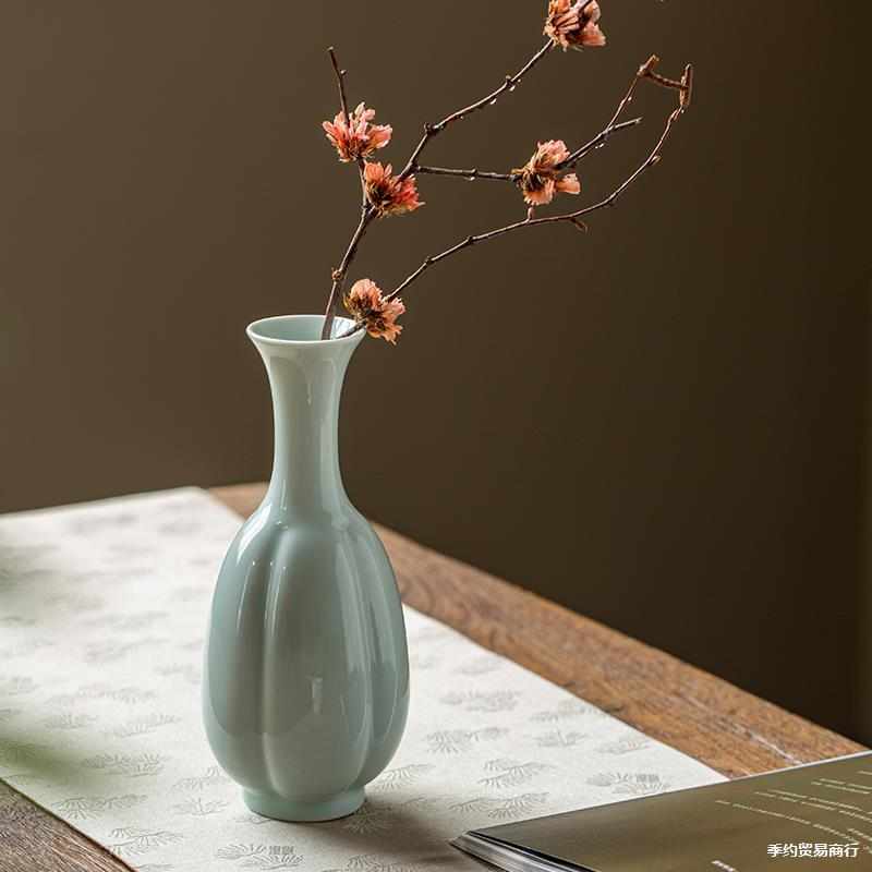 陶瓷影青小花瓶花仿宋青瓷花插摆件桌面装饰品禅意景德镇中式花器