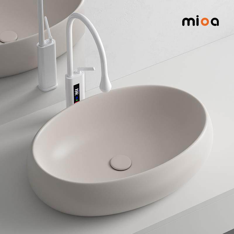 创意台上盆家用洗脸盆单洗手盘阳台洗手池椭圆陶瓷面盆哑光卡其色,家装主材,台上盆,淘宝优惠券,粉丝福利购,淘宝优惠卷