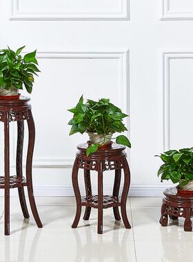 实木质矮花架客厅落地中式奇石架古董盆景桌空调鱼缸架子底座圆形