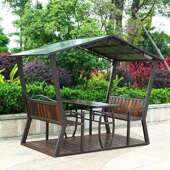 天台别墅子露台露天庭院室外防腐木四角凉亭楼顶户外凉亭花园阳台