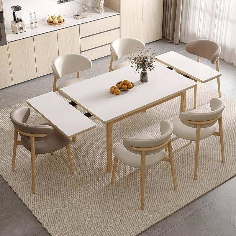奶油风实木岩板折叠餐桌家用高级感小户型2025新款长方形伸缩餐桌,住宅家具,岩板餐桌,淘宝优惠券,粉丝福利购,淘宝优惠卷