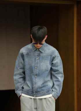 Procano24AW洗水古布拼接牛仔外套覆古日系潮流长袖春秋夹克男女