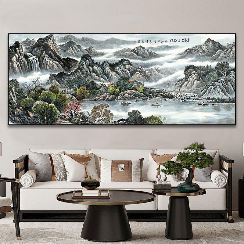 宝地福居山水画客厅挂画办公室装饰画靠山图沙发背景墙壁画风景画