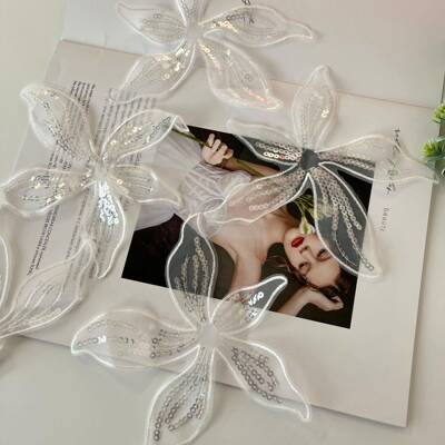 蕾丝新娘头饰花片辅料银色儿童发卡头饰水晶女童发箍配饰花边