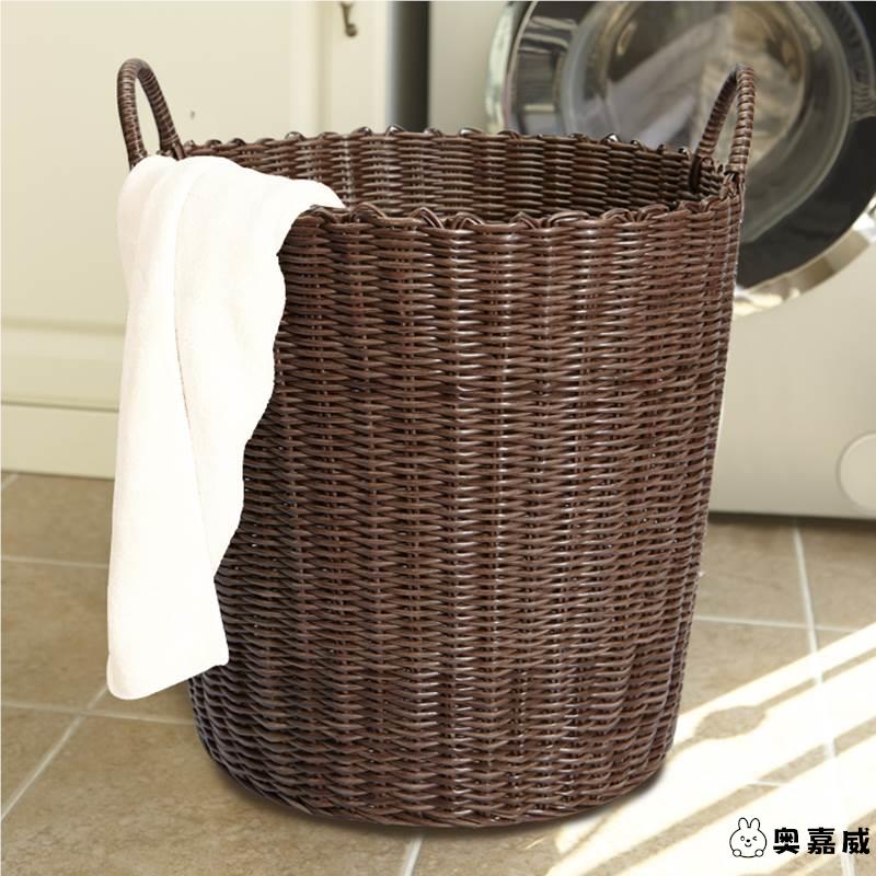 酒店卫生间浴巾收纳筐布草框竹藤编毛巾筐家