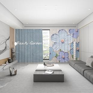 现代简约轻奢奶油风抽象肌理小清新花卉客厅卧室遮光窗帘2025新款