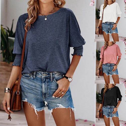 Women'S 2026 Fashion Tops 3/4 Sleeve T-Shirts Cute Crewneck