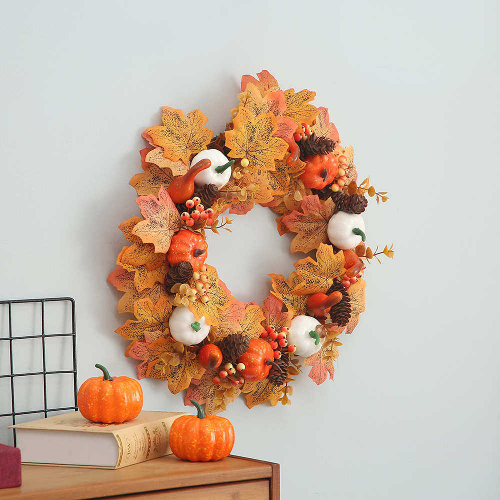 丰收节花环枫叶白南瓜花环门挂浆果秋收花环感恩节万圣节装饰品,节庆用品/礼品,吊顶纱幔,淘宝优惠券,粉丝福利购,淘宝优惠卷