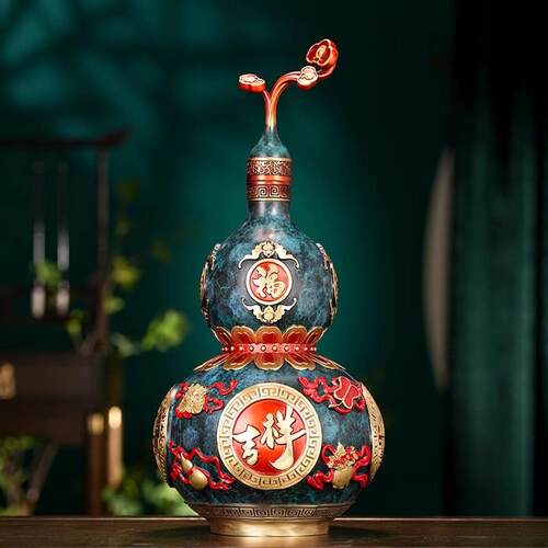 八宝葫芦铜摆件手工工艺品客厅铜葫芦开盖空心挂饰装新中式办公室