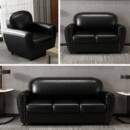 小户型办公室商用沙发休闲黑色单双人三人直排休息区接待会客组合