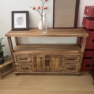 实木餐边柜入户玄关柜茶室置物柜茶水柜边柜斗柜展示柜中古风家具