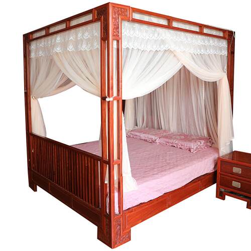 中式床架子床蚊帐家用卧室老式床帘无需支架帐古代床幔宫廷可定制
