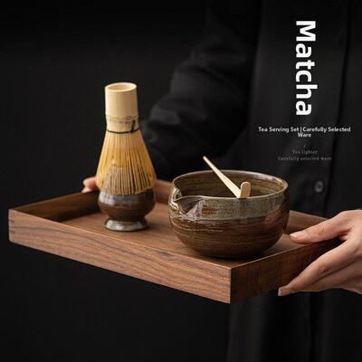 抹茶工具套装茶筅竹百本立点茶三件套树脂茶拨拿铁茶筅立日式茶碗