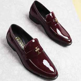 蓝色亮士皮商务休闲皮鞋 新款 季 和秋新男英伦风格 型师时髦发尖 春季