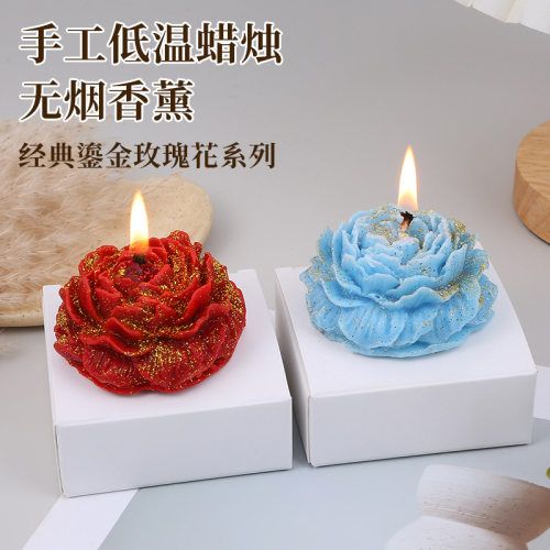 牡丹花低温蜡烛鎏金情侣皮肤蜡片