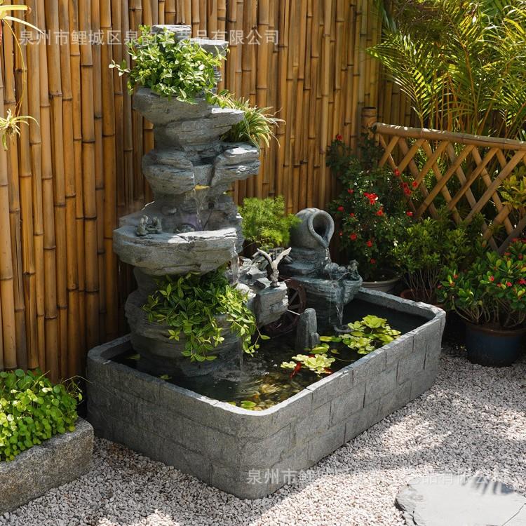 观庭院造景小花园装饰假山水景摆件客厅落地阳光房循环水系喷泉景