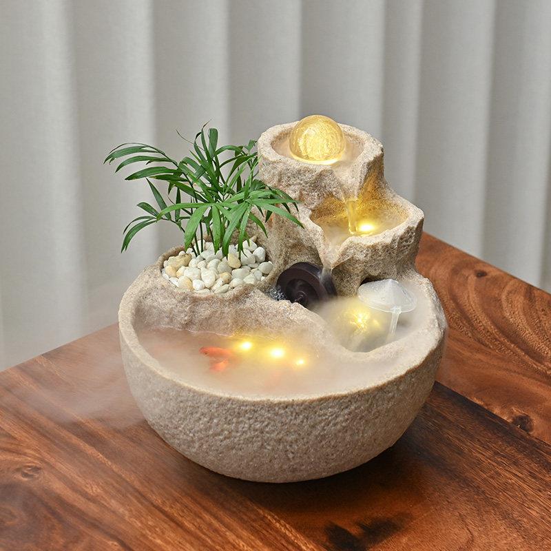 转运球办公室流水摆件循环水鱼池风水球鱼缸水景生财桌面装饰假山