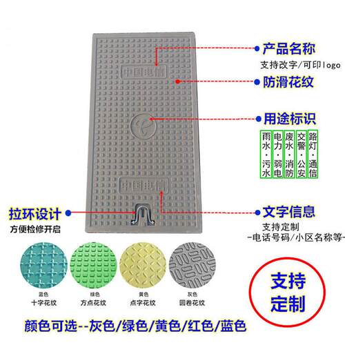 厂家供应1000电力井盖电缆沟盖板 复合材料电力盖板 树脂井盖电信
