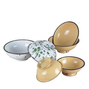 复古搪瓷碗米饭碗加厚泡面碗洋瓷碗拉面碗老式铁饭碗冰花碗餐具