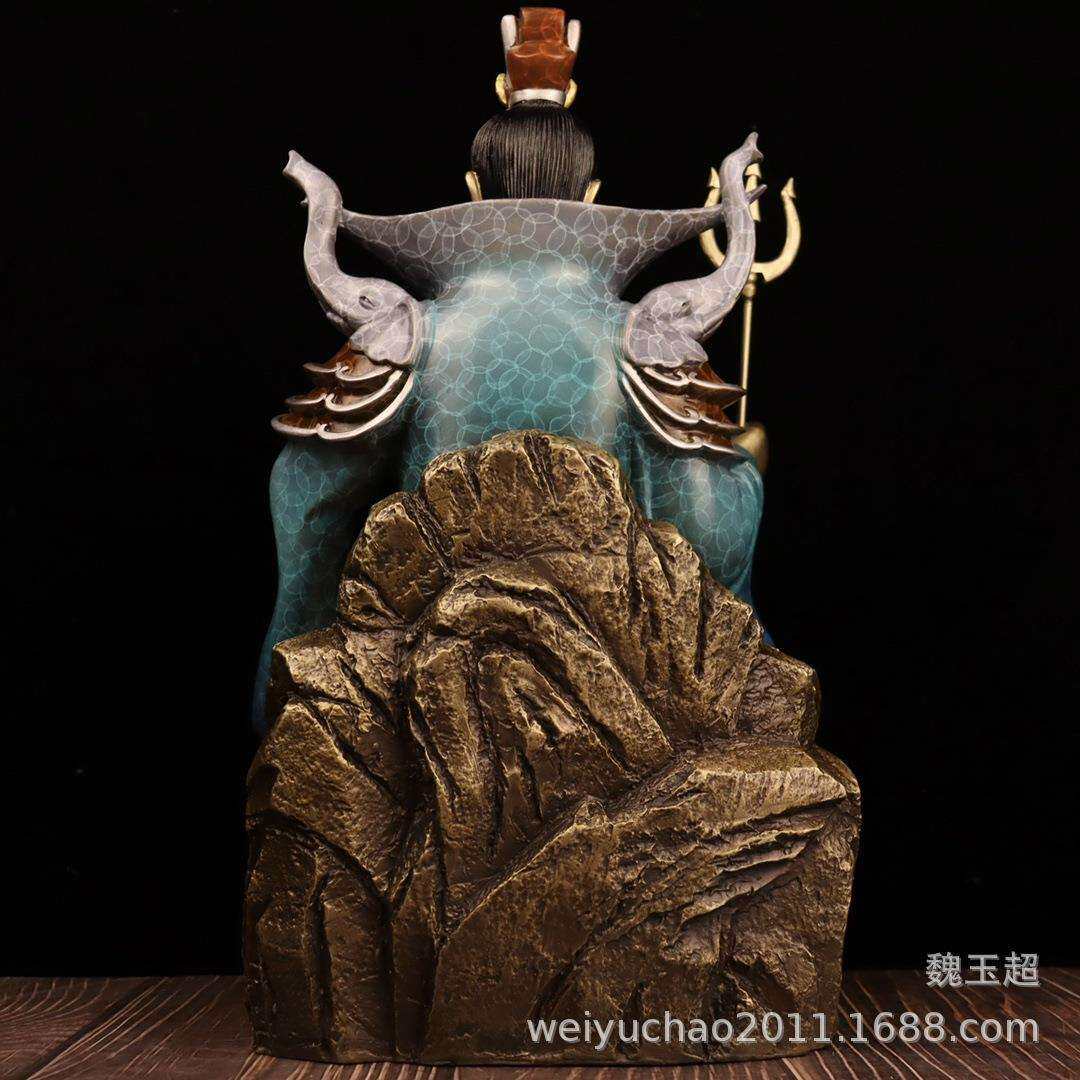 纯铜泰山石敢当神像铜彩绘石敢当人像坐像铜器摆件工艺品摆件