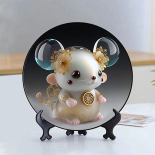 饰画客厅电视柜轻奢高档玄关桌面摆台展示柜礼物 十二生肖摆件装