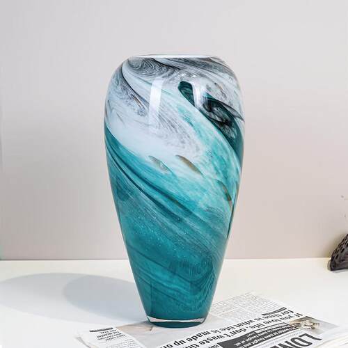 K514 现代化轻奢水墨玻璃花瓶家居客厅茶几摆件插花器