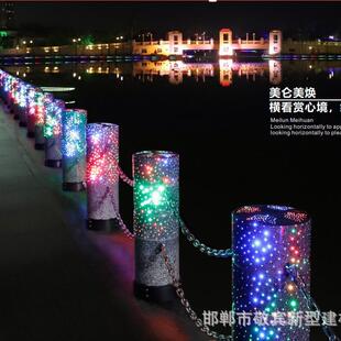 智能花岗岩彩色石球发光圆形挡路障石球芝麻白挡车球石柱路障石