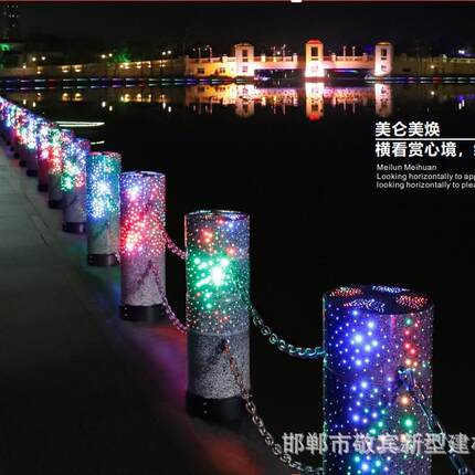 智能花岗岩彩色石球发光圆形挡路障石球芝麻白挡车球石柱路障石