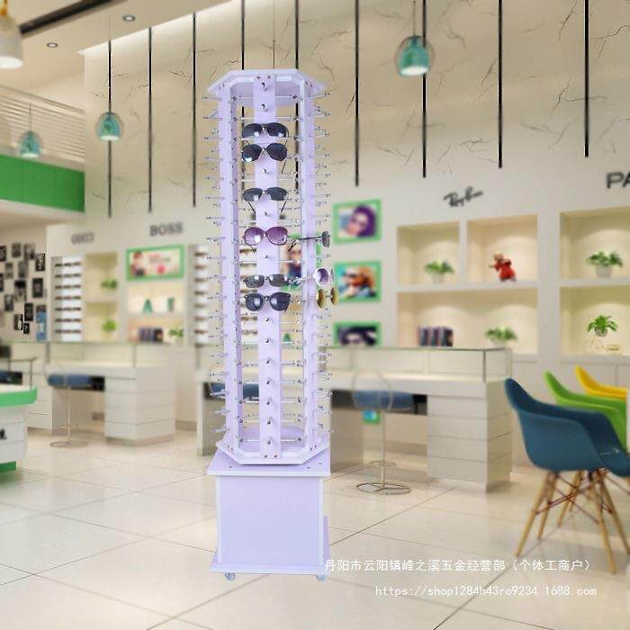 【推拉便捷】旋转眼镜展架陈列架墨镜展示架道具太阳镜展示柜木纹
