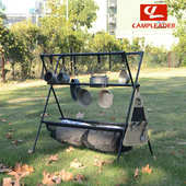 户外折叠置物架便携式 三角置物架铝合金多层收纳架带网兜晾衣挂架