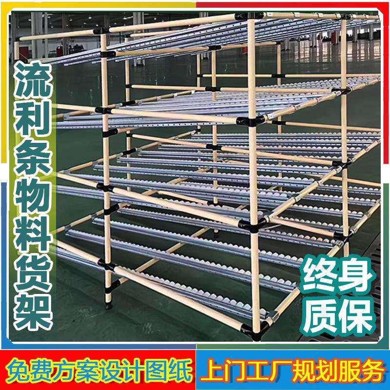 仓储货架精益管流利条物料架分拣输送滑轨移动周转筐置物架带轮子