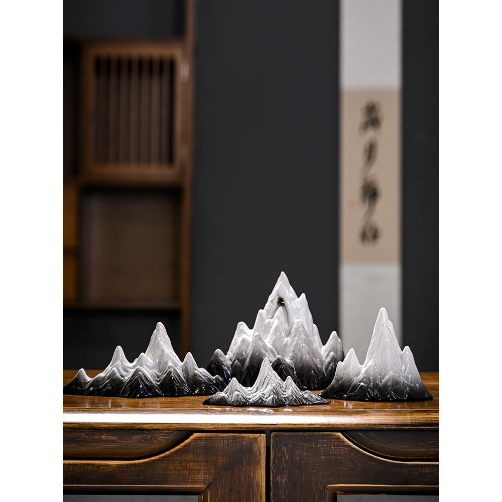 陶瓷小假山饰品微景观美化鱼缸流水配件干山盆景茶室创意回流香炉