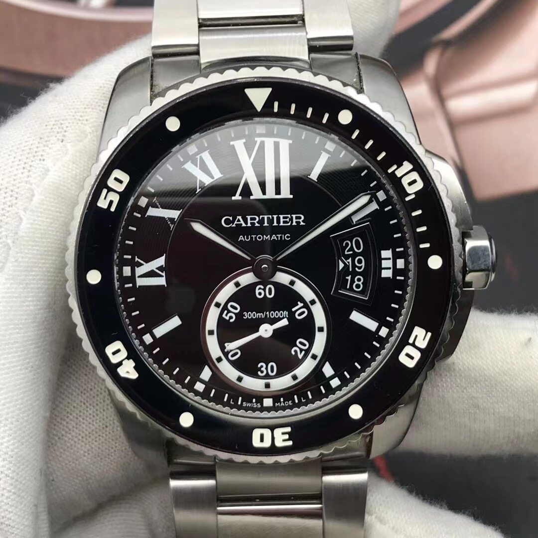 98新42mm卡地亚历博系列W7100057自动机械男表手表夜光