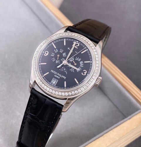 【98新】39mm百达翡丽复杂功能时计白金原钻自动机械男表正品5147