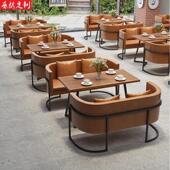 复古工业风酒吧清吧办公室餐饮咖啡厅火锅奶茶店卡座沙发桌椅组合