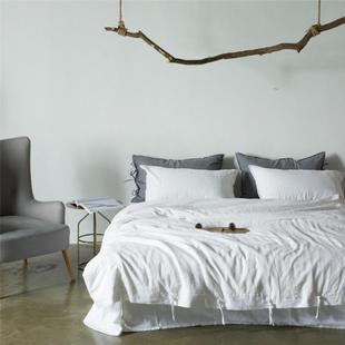 素色棉麻四件套床上用品纯色被套 简约床品套件 宾馆客栈夏季