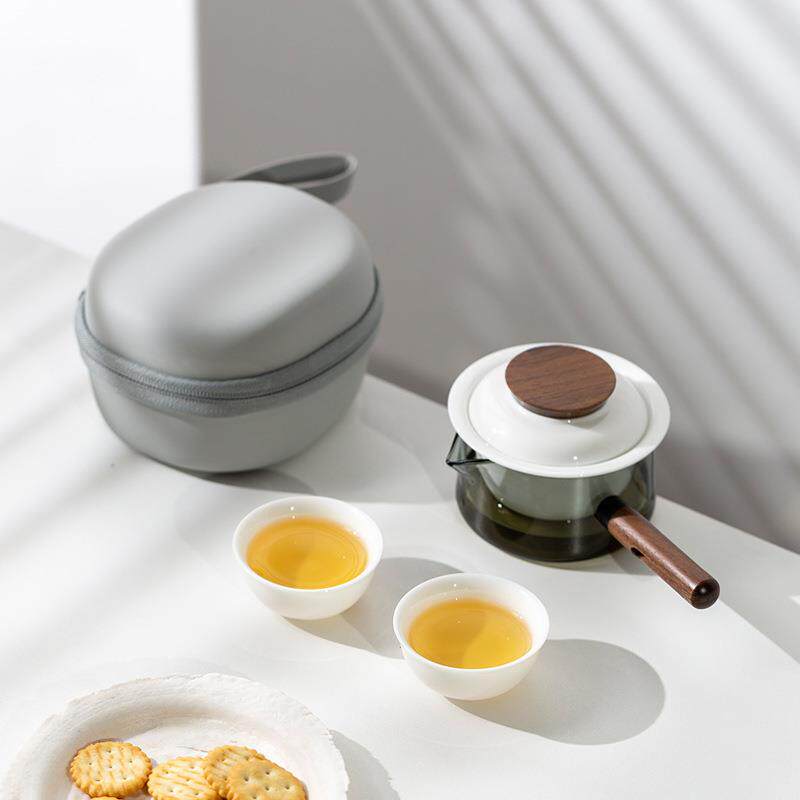旅行茶具套装便携式茶水分离快客杯茶道杯一壶两杯户外收纳茶具