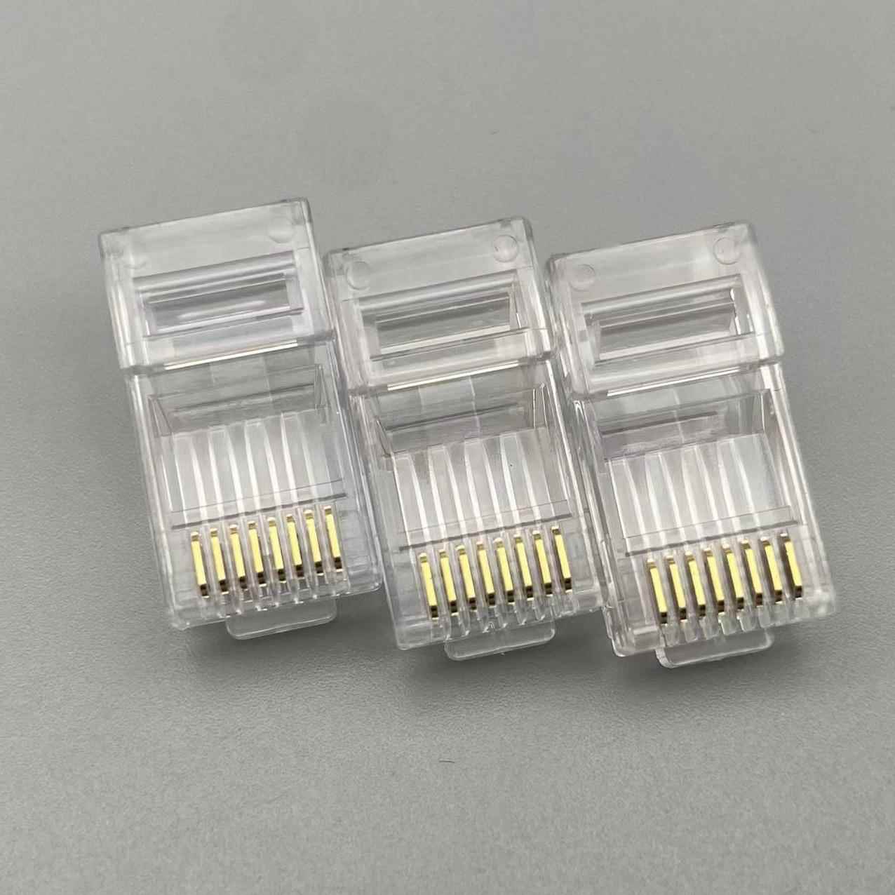 CAT6六类网络水晶头RJ45六类千兆水晶头三叉0.35镀金铜片1000个