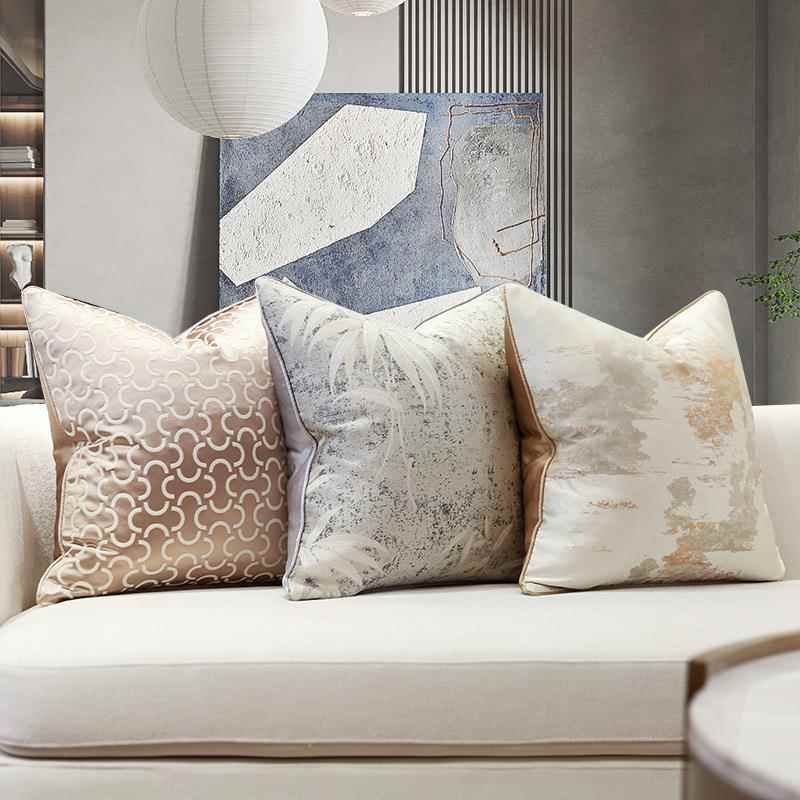鎏金色现代简约豪华靠垫民宿酒店别墅样板房客厅不含芯沙发抱枕套