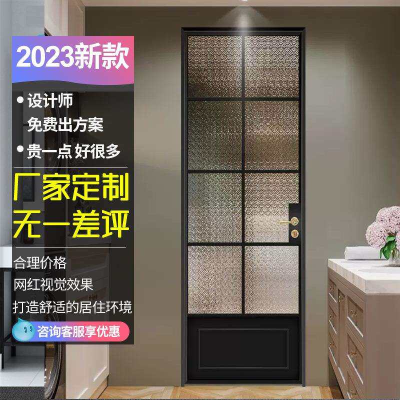 直销法式极简复古艺术玻璃门平开门卫生间厨房轻奢老铁门