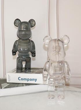 潮流家居装饰 网红轻奢透明树脂玻璃钢雕塑机器熊暴力熊公仔摆件