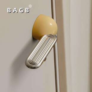 BAGB彩色室内卧室门锁亮银色锁具分体简约卧室磁吸静音房门木门锁
