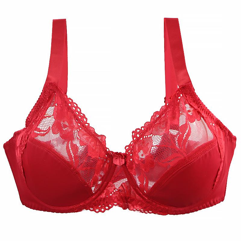 Large size bra lace gathered underwire underwear adjustment