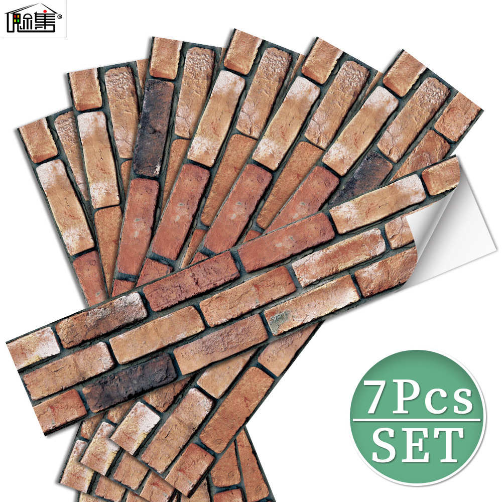 墙纸自粘3d立体墙贴红砖墙贴画家庭桌面橱柜墙面地面通用贴纸RS06