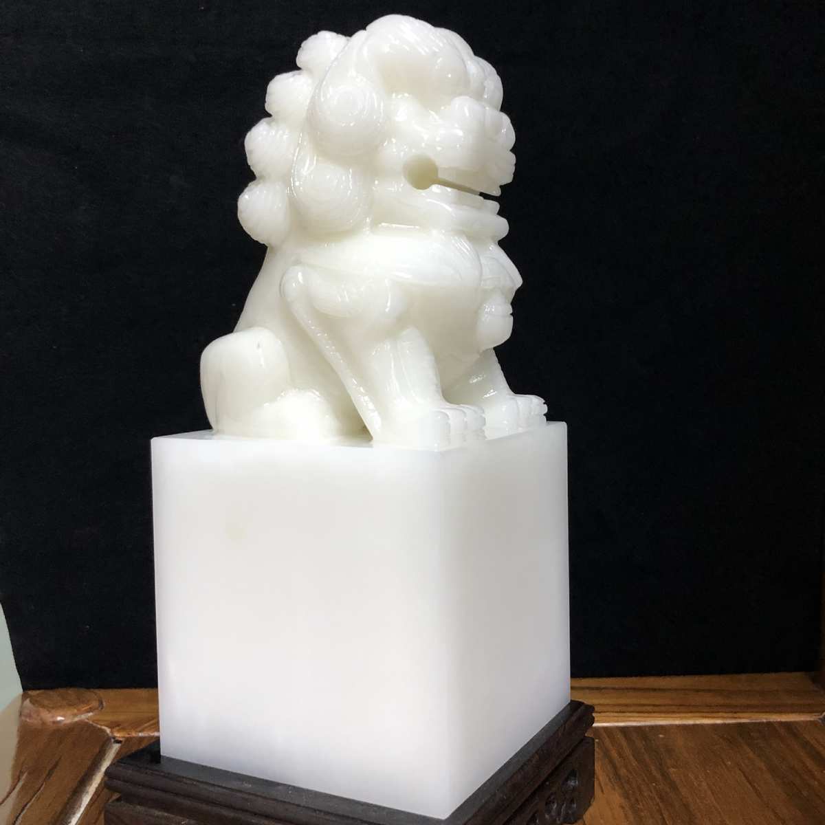 真玉阿富汗玉印章狮子摆件阿富汗白玉印章家居装饰品个人玉印工艺