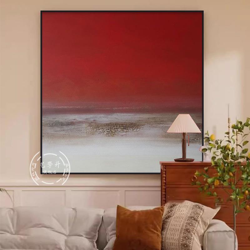 YZS 手绘油画【蓬勃】客厅餐厅大幅手工现代简约抽象画玄关挂画